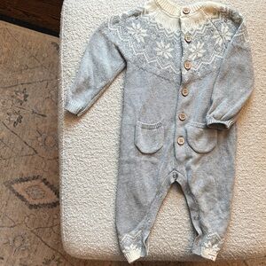 Me & Henry Polar Knitted Romper in Gray Fairisle